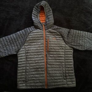 L.l bean Gray and Orange Hooded Puffer Jacket